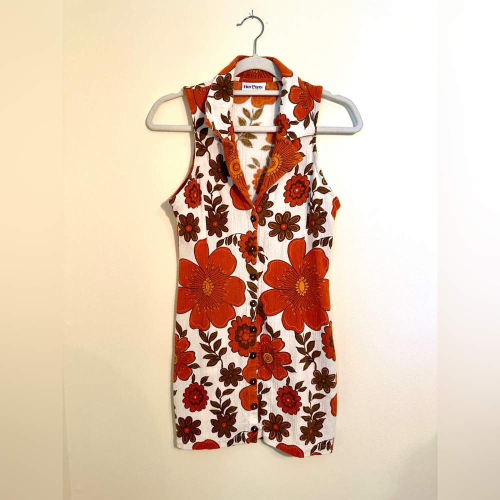 HER PONY | Here Comes The Sun Linen Mini Dress | S